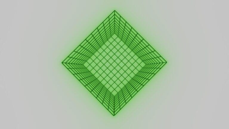 Green diamond shape with grid pattern